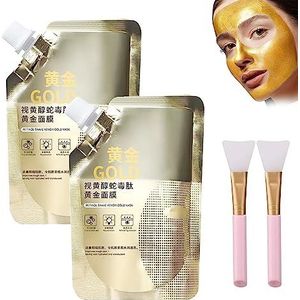 Retinol Snake Venom Gold Mask, Rejuvenating Gold Peel Mask, Anti-Aging Gold Face Mask, Retinol Snake Venom Peptide Gold Mask With Grooming Tools (2Pcs)