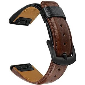 Snel compatibel met lederen horlogeband 22mm Compatibel met Garmin Fenix ​​7 Solar / 6 Pro / 5 Plus/Forerunner 945 / Aanpak S62 / EPIX GN 2 Watch Band Strap (Color : Black Brown, Size : Approach S