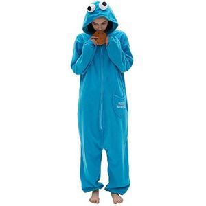 SMITHROAD Jumpsuit dierenkostuum carnaval Halloween kostuum cosplay fleece overall pyjama volwassenen unisex nachtkleding kruimelmonster onesie, Blauw ritssluiting., S