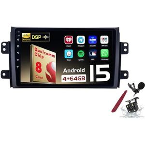 Android 15 Autoradio Sat Navi voor S-uzuki SX4 (2006-2013) 9 Inch Touchscreen Multimedia Speler met Draadloze Carplay GPS Navigatie FM RDS Bluetooth 5G-WiFi SWC DSP,M150s