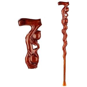 Wandelstok voor mannen en vrouwen met ergonomisch handvat Handmatige sculptuur Natuurlijke houten wandelstok