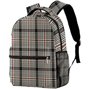 Lichtgewicht Rugzak Houndstooth Check Cream Plaid Klassieke Casual Dagrugzak