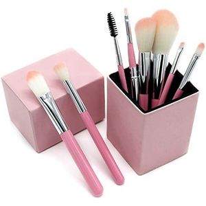 Makkelijk te gebruiken High Grade en Fashion 8 stuks Bamboo Charcoal Roze Emmer make-up kwast Magnet Set Tube met Deksel Lip Brush make-up kwast