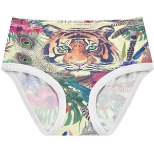 YOUJUNER Meisjesondergoed Indiase tijgergezicht veer peuter onderbroek katoenen broek kleine meisjes slips comfort kinderen onderbroek, Meerkleurig, 2 jaar