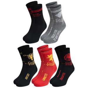 Game of Thrones Herensokken voor heren, sneakerkousen, 40-45 (set van 5), Meerkleurig, 40-45 EU