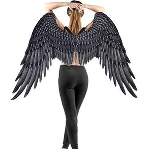 basku 2020Nieuwste vleugels, unisex 3D engelenvleugels Halloween Mardi Gras kostuum accessoire creatieve veren engelenvleugels verkleedkostuum cosplay benodigdheden voor Halloween kerstfeest (zwart)