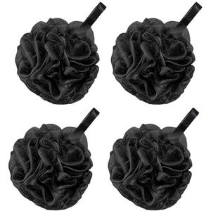 4 stuks ultrazachte mesh badspozen, exfoliëren, schrobben en reinigen, schone huid loofah spons voor het baden lichaam (zwart)