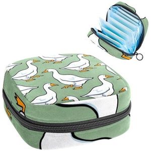 Opbergtas voor maandverband, menstruatiecup zakje, menstruatiezak, organizer voor vrouwelijke pads, tampons, witte ganzen