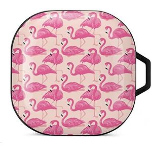 Roze flamingo's oordopjes hoesje compatibel met Samsung hard shell beschermhoes zwart stijl