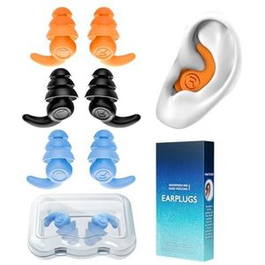 3 Paar Oordopjes Voor Zwemmen, Waterdichte Siliconen Oordopjes Voor Zwemmers, Gehoorbescherming Voor Douchen Zwemmen Zwemmen Surfen En Andere Watersporten (Zwart, blauw, oranje, tieners/volwassenen)