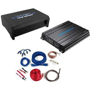 Crunch CBP 1000F | platte subwoofer + 4-kanaals versterker + complete kabelset