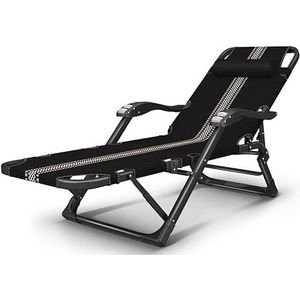 GEIRONV Massage fauteuils, strandlounge stoelen Sun Loungers Garden Vouwstoel Bureau Siesta Bed Home Lazy bankstoelen Fauteuils (Color : Black white)