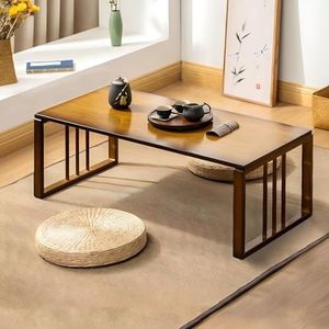 YUZDNM Moderne lage houten salontafel, Japanse opvouwbare vloer zittafel, venster kleine theetafel, Draagbare bamboe salontafel, Lage tafel om op de vloer te zitten, Altaartafel voor meditatie