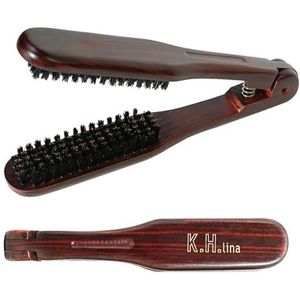 Pro Kappers Stijltang Haarborstel Nylon Haar Rechttrekken Dubbele Borstels V-Vorm Kam Klem Styling Gereedschap (Maat: 499-1)
