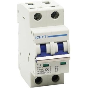 CAAUYXZW Mini-zonneschakelaar, 2P DC 1000V, 600V, 6A, 10A, 16A, 20A, 25A, 32A, 40A, 50A, 63A, DC MCB voor fotovoltaïsche installatie (2P 600Vdc, 25A)