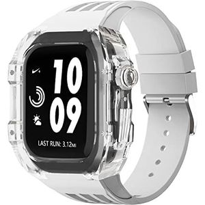 OFWAX Luxe Transparante Horloge Mod Case, Voor Apple Horloge 45mm 44mm Modificatie Kit Set, Voor iWatch Series 8 45MM 6 5 4 44 MM Rubber Band, For 45mm, agaat
