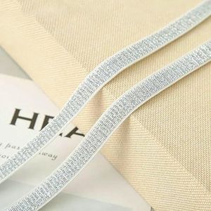 5 Yards Glitter Elastische Spandex Band Goud Zilver Elastisch Lint Bh Band Lingerie Jurk DIY Naaiwerk Trim Craft Tailleband Elastisch-Zilver-witte rand-30MM-5Meter