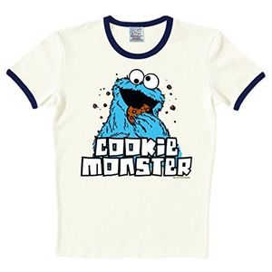 Logoshirt® Sesamstraat I Koekiemonster I Cookie Monster I T-Shirt Print I Dames & Heren I gebroken wit I Gelicentieerd origineel ontwerp, Maat M