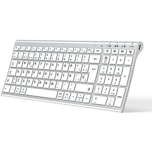 iClever BK10 Draadloos Bluetooth-toetsenbord, Spaans QWERTY-toetsenbord, compact formaat, ergonomisch ontwerp, oplaadbaar, compatibel met Mac, iPad, iOS, Android, Windows 8/10/11, stabiele verbinding