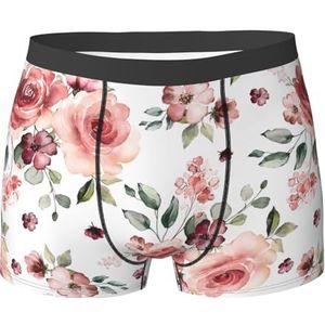 ZJYAGZX Bloeiende Rose Bloemen Print Heren Boxer Slips Trunks Ondergoed Vochtafvoerend Heren Ondergoed Ademend, Zwart, XL