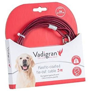 Vadigran - Câble d'attache gainée plastique rouge 3 Mètres. Max 23 kg pour chien. - VA-13593
