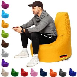 Patch home zitzak, gamer-kussen, loungekussen, zitkussen, stoel, geschikt voor binnen en buiten, gevuld en klaar voor gebruik, geel - Ø 75 cm x hoogte 80 cm - in 2 maten en 25 kleuren