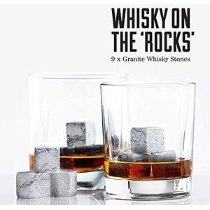 Generise Graniet Whisky Ice Stones Cooler x 9PC Cubes Scotch Herbruikbare Fluwelen Pouch Gift met een Opbergzakje (Lichtgrijs)