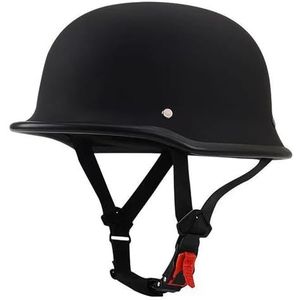 Half-Motorfietshelm ECE-Goedgekeurde Helmen In Duitse Stijl, Voor Heren Dames Low Profile Retro Skull Cap Open Face Motorhelmen Scooter Bromfiets Chopper B,XL(61-62CM)