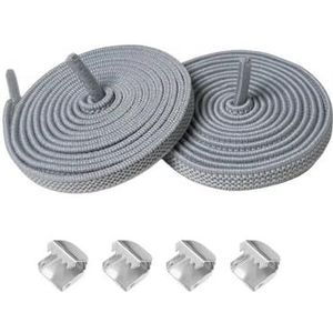 MOVDARL 3 paar veters, elastische veters zonder strikken, elastische veters, 8 mm, verbrede, elastische veters, platte veters voor volwassenen, rubberen veters, schoenveters (lichtgrijs), Lichtgrijs,