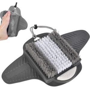 Voetschrobbermat met puimsteen, douchevoetschrobber antislip, siliconen voetmassageapparaat en exfoliator voor de douche, niet-buigende voetreiniger met zuignappen, douchevoetsteun (grijs)