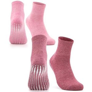 Occulto - Madeleine - Antislip Sokken - Roze Rood - Pak van 2 Paar