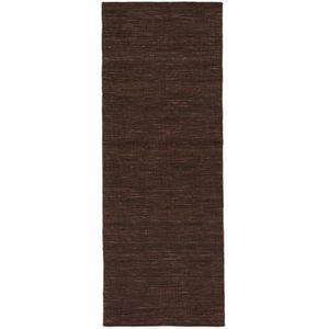 RugVista Handloom flat, Vloerkleed, Kelim Modern, 200 x 80 cm, Rechthoekig, Laagpolig, Woonkamer, Slaapkamer, Hal, Alleen chemisch reinigen, Care & Fair gecertificeerd, Donker Bruin