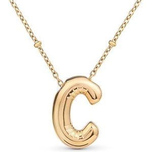 Amberta Chunky Bubble Gouden Initiaal Ketting voor Vrouwen en Tieners Cadeau | 18K Vergulde Monogram Hanger Puffy Ballon Letter Ketting: C Bubble Letter Ketting Goud