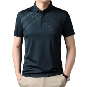 SDFGH T-shirt Zomer Moerbei Zijde Korte Mouwen Kleding Mannen Casual Revers High-end Casual POLO Shirt Tops (Color : D, Size : 3XL code)