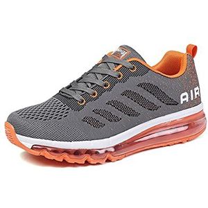 Dames Heren Schoenen Air Sneakers Lichte Fitness Sportschoenen Outdoor Running Ademende Gym Loopschoenen Grey Orange 41 EU