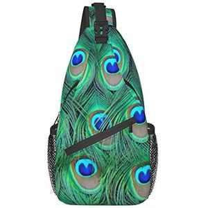 351 Sling Bag Schattige Groene Pauw Crossbody Lichtgewicht Borst Rugzak Verstelbare Borst Tas Voor Vakantie Sport Running, Sling Tas 1535, 39x19x9 cm