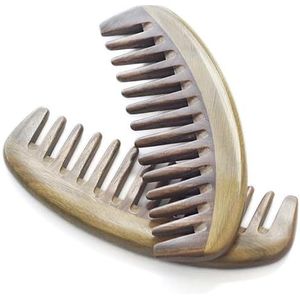 Nu fijngemaakte kam met volledige tanden for krullend haar, kam met tanden natuurlijke groene sandelhoutkam/10530
