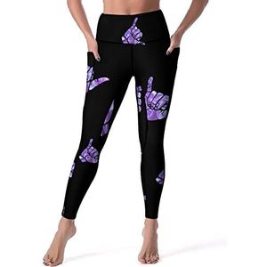 Gele Shaka dames yoga broek hoge taille legging buikcontrole workout running leggings XL
