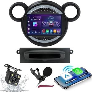 Android 14 Autoradio Navi voor Mini 2010-2016 9 ""Screenradio met draadloze carplay Android Car GPS Navigatie-ondersteuning Bluetooth 5.0 HIFI FM 5G-WiFi SWC MIC-camera,M100s