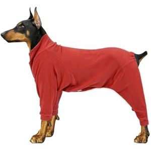 Huisdier Winter Strakke Warme Vierpotige Katoen Gevoerde Kleding Hond Hoge Stretch Pyjama Coltrui Trui Shirt Comfortabel Vest (Color : Red, Size : S)