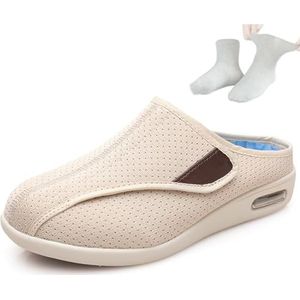 Diabetische Schoenen Voor Vrouwen,Met Verstelbare Schoen Schokdempende Zool Aanbevolen Voor Verlichting Van Neuropathie(Beige,49EU)
