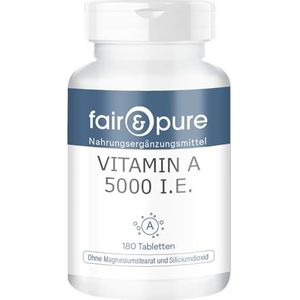 Fair & Pure® - Vitamine A 5000 IU (1500µg) - retinylacetaat - vegan - zonder magnesiumstearaat - 180 tabletten
