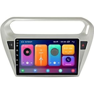 Dubbele DIN Android 14 autoradio voor Peugeot 301 2013-2018 9 Duim QLED Touch screen-met Draadloze Carplay Android Auto GPS navigatie 4G WiFi Stuurwielbediening achteruitrijcamera(P2 WIFI 4-Core 1G+32