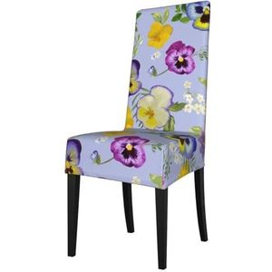KemEng Viooltje bloemen, stoelhoezen, stoelbeschermer, stretch eetkamerstoelhoes, stoelhoes voor stoelen