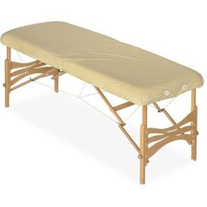 HABYS Oliebestendige afdekking C460 60x180 cm | Massagetafelbescherming | met elastiek en 3 trekkoorden | Vinyl Flex overtrek | Beige