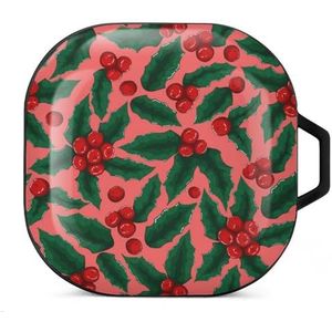 Xmas Holly Berry Ilex oordopjes hoesje compatibel met Samsung hard shell beschermhoes zwart stijl