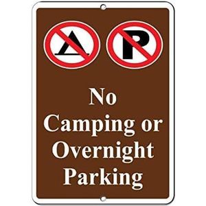 Metalen bord Geen Camping Of Overnachting Parking Parking Sign 8"" X 30 ""Wall Art Decor Waarschuwing Voor Outdoor & Indoor Office Sign