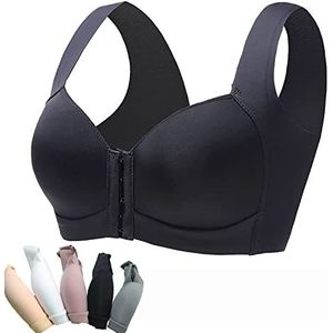 GENERICOL Lamuse Bra Naadloze frontsluiting zonder beugels, push-up-beha, beha met voorsluiting, push-up beha, zonder beugel, sportbeha, grote borsten, zwart, 80C