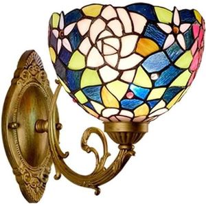 Tiffany Stijl LED Gekleurde Glazen Wandlamp Met Metalen Voet, Gebruikt Voor LED Badkamerspiegels In Woonkamer/slaapkamer