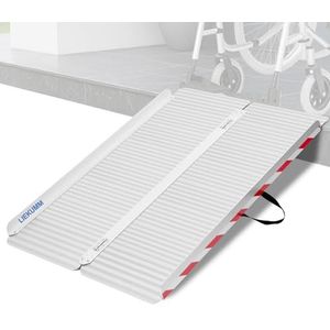 LIEKUMM Rolstoelhelling, 127 cm, 85 cm, verbrede rolstoelhelling voor trappen, 400 kg draagkracht, aluminium helling voor rolstoel, treden, stoepranden, drempelhelling voor elektrische rolstoel